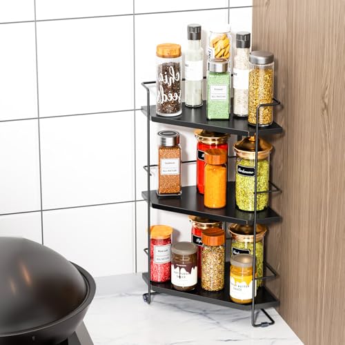 BOIVSHI 3-Tier Bathroom Organizer, Bathroom Counter Organizer, Bathroom Organizers and Storage for Bathroom, Kitchen Counter, Corner Storage Shelf for Bedroom Storage Makeup Skincare Perfume (Black) - color: Black, size: 3-Tier