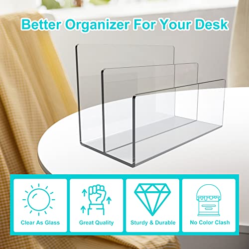 Boloyo Acrylic File Holder,1PC 2 Sections Clear File Organizer Mail Letter Sorter Desktop Folder Holder for Home Office School Envelope Bill Filling Paper Document - color: Clear, size: 2 Sections(1PC)