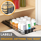 SpaceAid Pull Out Spice Rack Organizer for Cabinet, Heavy Duty Slide Out Seasoning Kitchen Organizer, Cabinet Organizer, with Labels and Chalk Marker, 8.5" W x10.75 D x2.5 H, 1 Drawer 1-Tier - style: 8.5" W, 1-Tier
