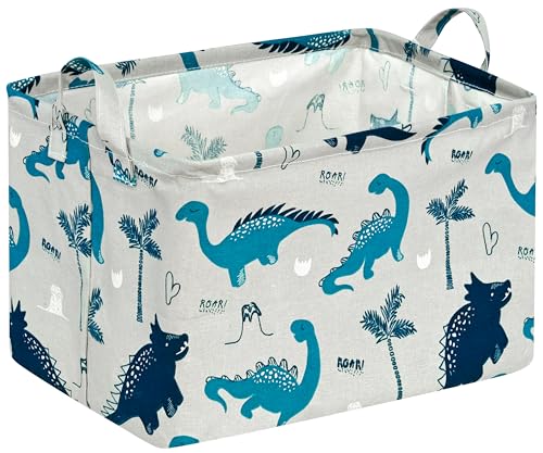 Baby Waterproof Storage Basket Toys Organizer Nursery Bins for Women Kids Hamper for Organizing Home/Dorm/Kitchen/Pet/Office/Closet/Shelf/Room Decor - color: Green Dinosaur
