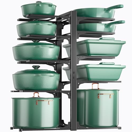 ORDORA 10-Tier Pots and Pans Organizer under Cabinet, Kitchen Cabinet Organizers and Storage, Heavy Duty Pots and Pan Storage Rack Organizer inside Cabinet, Adjustable - size: XL-23.62"H-HeavyDuty