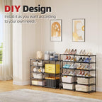 Ekisemio 12 Tier Shoe Rack Tall, Shoe Rack Organizer, Large Capacity Holds 34-50 Pairs, Boot Rack Organizer for Entryway, Closet, Garage, Black - size: 2 Row 12 Tiers