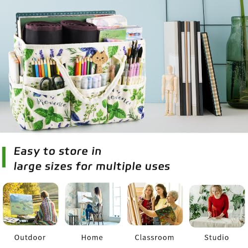 E-WEICHEN Craft Organizer Tote Bag Art Storage Caddy with Multiple Pockets Containers for Art,Craft,and Office Supplies Storage.Spearmint - color: Spearmint