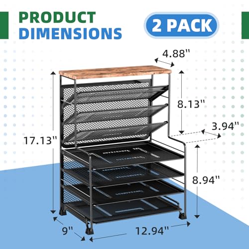 Simple Trending 7 Tier Desk File Organizer, 2 Pack Letter Tray Paper Organizer, Mesh Desk Accessories File Folder for Office, Home or School, Black - color: Black 2 Pack