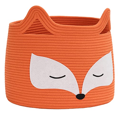 Fox Decor Basket, Nursery Basket for Baby Clothes, Toys, Laundry, Blanket, Cute Animal Storage Box, Large Woven Gift for Kids, Baby Showers-15.7"L x 11.8"H, Orange - color: Orange, size: 15.7"W x 11.8"H