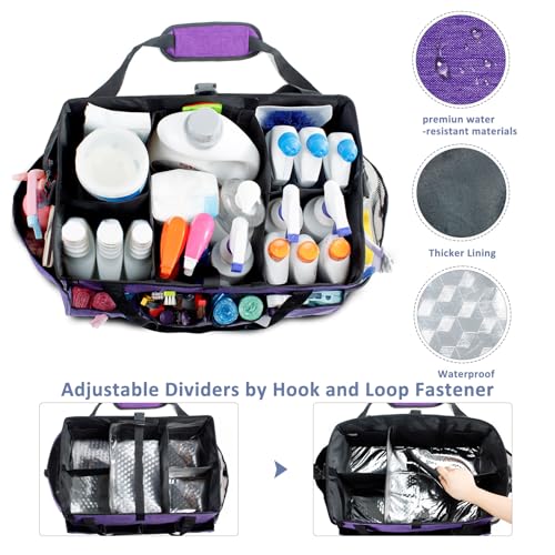 XL Professional Cleaning Caddy for Cleaning Suppliers, 17" Wearable Cleaing Bag for Housekeepers, Cleaning Organizer, Detailing Bag - color: Purple, size: X-Large