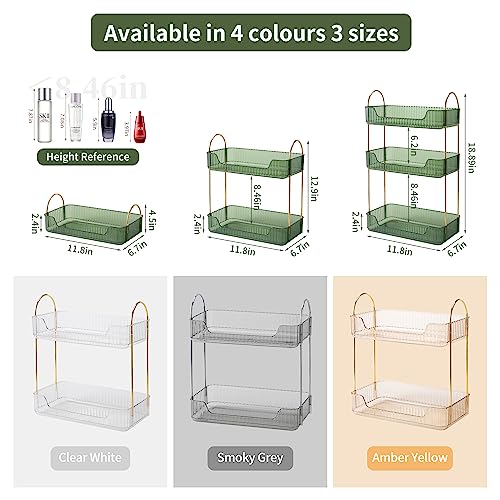 Akinbas 2 Tier Bathroom Organizer Countertop Makeup Perfume Tray Skincare Organizer for Bathroom Dresser Vanity (Green) - color: Green, size: 2 Tier