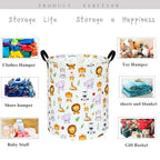 KUNRO Kids Laundry Hamper Clothes Gift Basket Storage Laundry Baskets Organizer Bin with Handles for Nursery Room (Tiger Animals) - color: Tiger animals