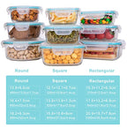 AILTEC Glass Food Storage Containers with Lids, [18 Piece] Glass Meal Prep Containers, Containers for Food Storage with Lids, BPA Free & Leak Proof (9 Lid & 9 Container) - color: clear