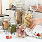 32oz Glass Food Storage Jars with Airtight Clamp Lids,Set of 4 Airtight Glass Canister Square- Clear Storage Container for Kitchen Container Storing Sugar, Flour, Cereal,Coffee,Spice…