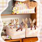 Boao 3 Pcs Easter Storage Bin Rectangular Bunny Basket Box with Handle Collapsible Large Storage Baskets Foldable Rabbit Box for Easter Party Decoration - style: Bunny