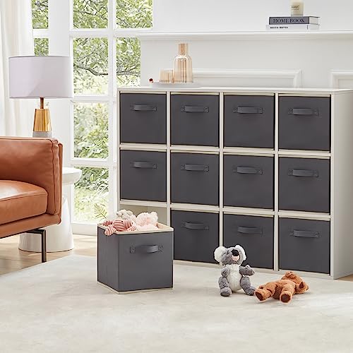 Lifewit Storage Cubes, Foldable Decorative Fabric Storage Baskets for Organizing Home Organizers with Handles for Shelves, Closet, 11 Inch Bins, 18L Gray, 12 Packs - color: Gray, size: 12pcs-11INCH