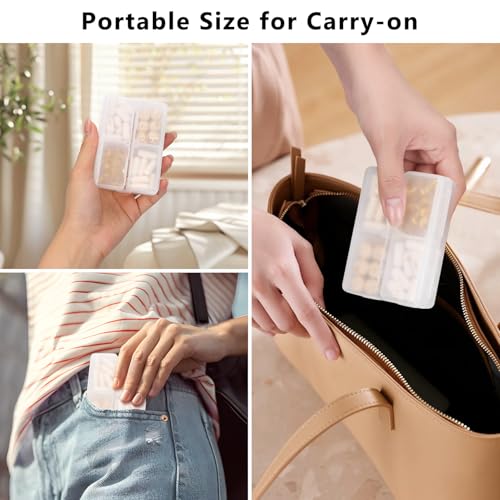 FYY Daily Pill Organizer, 7 Compartments Portable Pill Case Travel Pill Organizer,[Folding Design] Pill Box for Purse Pocket to Hold Vitamins,Cod Liver Oil,Supplements and Medication-Clear - color: Clear, size: Small (1 Piece)