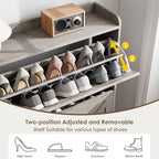 Nicetree Shoe Storage Cabinet with 2 Flip Drawers, Freestanding Shoe Organizer, Shoe Cabinet with Metal Legs, Narrow Shoe Rack Cabinet, Farmhouse Slim Shoe Cabinet for Entryway, Hallway, Rustic Gray - color: Grey, style: 2-Drawers