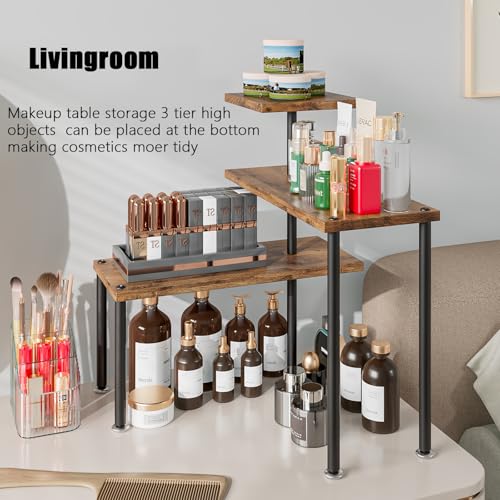 Countertop Organizer Organization 3 Tier Kitchen Corner Shelves Adjustable Spice Storage Rack for Bathroom Coffee Area Over Sink (Black) - color: Black