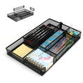 Desk Drawer Organizer Tray, 4 to 6 Grid Drawer Divider with 2 Adjustable Compartments, Metal Mesh Desk Organizer for Stationery Makeup Kitchen Toolroom School &Office, 12.6x8.26x1.57 in,1 PC