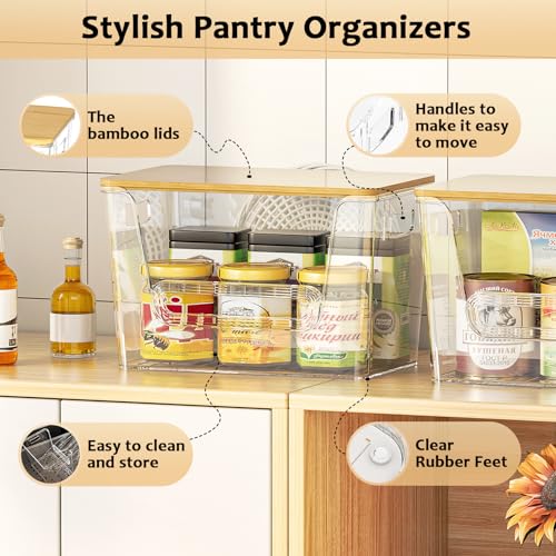 Delamu 3 Pack Pantry Organizers and Storage,Trash Bag Dispenser with Bamboo Top,Stackable Trash Bag Dispenser Under Sink Organizer for 4-30 GalBags,Onion,Potato,Fruits,Clear - color: Clear, size: 3Pack