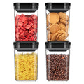 MR.SIGA 4 Pack Airtight Food Storage Container Set, BPA Free Kitchen Pantry Organization Canisters, One-handed Airtight Cereal Snack Candy Storage Containers, 1 L / 34oz, Medium, Black - color: Black