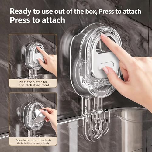 No-Drill Wall Mount Storage Box with Strong Suction Cups, Large Capacity Transparent Bathroom Organizer for Sink & Shower, Heavy Duty Holder for Cosmetics & Toiletries