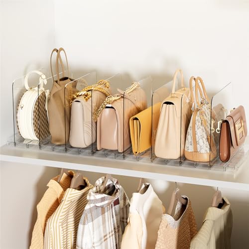 Bag & Purse Organizer for Closet Stackable Acrylic Shelf Dividers for Closet Organization, Clear Handbag Purse Storage Organizer Divider, Keep Clutch, Wallet, Pocketbook Upright, 2 Pack - size: 2 Set