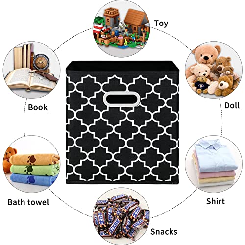 Fabric Cloth Storage Bins,Fabric Cube Organizer with Dual Handles Foldable Cube Storage Baskets for Home Bedroom Storage,Set of 3,(Black light) - color: Black light, size: 3 Pack
