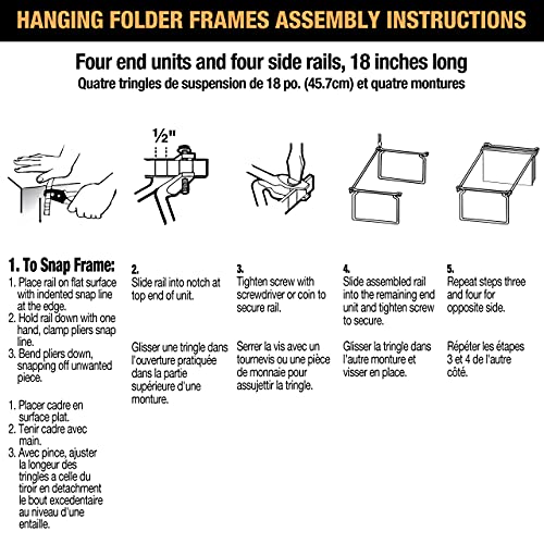 Officemate Hanging File Frame, Letter Size, Adjustable 14 to 18-Inches, 2 Count (Pack of 1),Silver, 91990 - size: 2 count (Pack of 1)