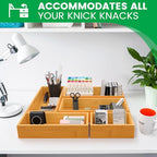 Bamboo Drawer Organizer Set, 5-Piece Storage Trays for Kitchen, Bathroom, Office Desk, Makeup & Junk Drawers,Utensils