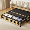 Gashell 2 Pack Bamboo Under Bed Storage with Wheels, 39”x20”x7.8” Lager Under Bed Storage Containers (Natural) - color: Natural