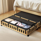 Gashell 2 Pack Bamboo Under Bed Storage with Wheels, 39”x20”x7.8” Lager Under Bed Storage Containers (Natural) - color: Natural