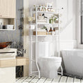 Simple Trending 3 Tier Over The Toilet Storage Rack, Metal Bathroom Shelf, Bathroom Stand Organizer Space Saver with Paper Holder and Hooks, White - color: White