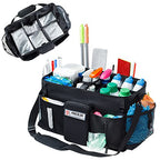 Large Cleaning Supplies Organizer-Cleaning Caddy Organizer With Handles & Shoulder Strap-Cleaning Bags for Cleaning Suppliers-Housekeepers Wearable Cleaning Tote Upgraded - color: Black