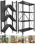 Kitchen Garage Metal Shelves, Storage Shelves Organizer, Foldable Metal Shelving, Closet Shelving Unit, 28" W x 14" D x 50" H Bakers Rack Microwave Stand, Plant Stand with Wheels (4-Tier Shelf) - color: 4-tier Shelf
