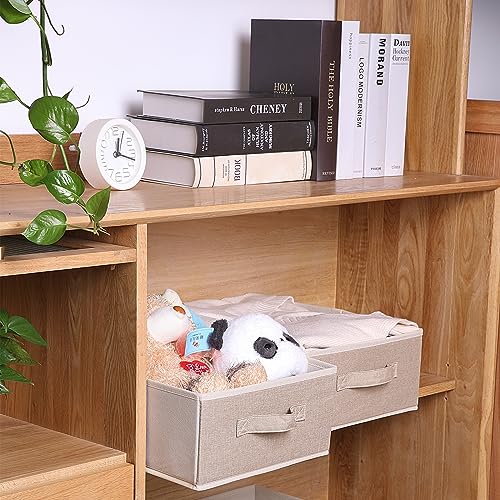 BOMKEE Clothings Collapsible Storage Bins, Foldable Organizers and Storage Baskets Cube Storage Bin for Bedroom Living Room (4 Pack, Beige, 15.4x11.4x5.5inch) - color: Beige, size: 15.4x11.4x5.5inch