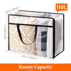 Lifewit 3 Pack Clear Clothes Storage Bags, 110L Plastic Blanket Storage Bag, Vinyl Foldable Moving Bags with Zipper, Closet Organizers and Storage Containers for Bedding, Duvet, Comforter - size: 110L