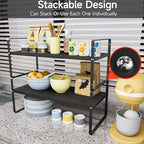 16.5-27’’L Expandable Kitchen Shelf Organizer, Stackable Shelves Organizer, Adjustable Height Pantry Spice Rack for Cabinet, Countertop, Pantry and Cupboard, Black - size: 1Pack-Common-10.2''Wx(16.5-27'')Lx9.6''H-Black
