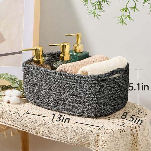 MiniArk Small Storage Baskets for Organizing | Closet Organizer Bins | Shelf Toy Basket | Woven Rope Baskets | Cube Decorative Box | Shallow Basket | 13x8.5x5.1” | 3 Packs Dark Gray - color: Dark Gray, size: 3pcs-L13xW8.5xH5.1"