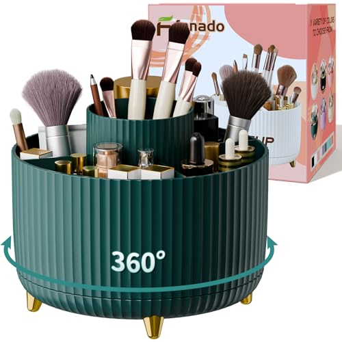 fanado 360° Rotate Makeup Brush Holder Organizer, Makeup Organizers Countertop, Makeup organization and Skincare Storage for Vanity, Desktop, Bathroom (Green) - color: Green