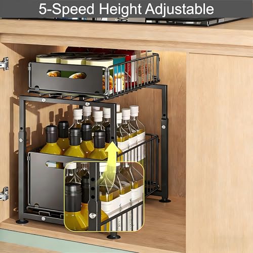 Under Sink Organizer, 2-Tier Multi-Use Kitchen and Bathroom Organizers and Storage, Slide Out Thickened Metal Under The Sink Organizer for Kitchen Bathroom Pantry (Style A White, 1 Pack) - color: Style A White, size: 1 Pack