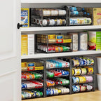 JKsmart 2-Tier Stackable Rack Organizer for Pantry, Adjustable Dispenser Holds Up to 88 Cans, Storage Holder for Various Ounces of Canned Drinks, Black, 3 Pack - size: 2 Tier - 3Pack