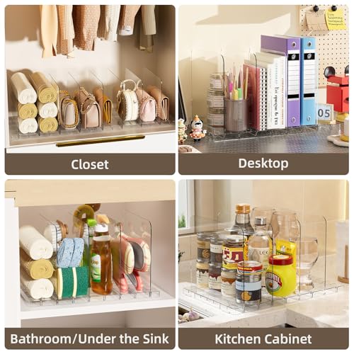 Stackable Bag & Purse Organizer for Closet Shelf Acrylic Shelf Dividers for Closet Organization, Clear Handbag Purse Storage Organizer Divider, Keep Clutch, Wallet, Pocketbook Upright, 4 Pack - size: 4 Set