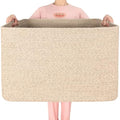 MINTWOOD Design 112L Extra Large Blanket Basket Holder Living Room, 25"x17"x16" Rectangle Rope Woven Storage Basket with Handles for Laundry, Towels, Shoes, Dog Toy Organizer Bin Box, Oatmeal Brown - color: Oatmeal Brown