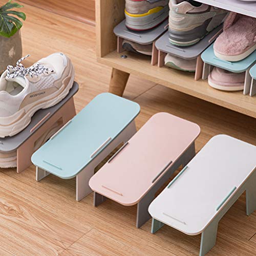 Milisten 4pcs Shoe Stacker Slots Space Saver Shoe Rack for Closet Organization Holder for Home Storage White