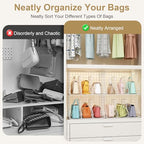 Sonyabecca Purse Storage Organizer for Closet : Adjustable 2-Pack Dividers Handbag Organizer - Stackable Wire Handbags Storage Baskets -Open Cabinets Wallets Tote Chain Bags Clutches -White - size: 2-pack large