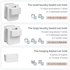 Goderewild Large Collapsible Laundry Basket with Detachable Hanging Organizer, Space-Saving Wall-Mounted Hamper for Home, Dorms, RVs, Main Basket Measures 13" x 9.5" x 17.5" In - size: L+Mini Basket