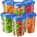 BiuLeon 6 Pack-34 oz Freezer Storage Containers, Plastic Food Storage Containers with Twist Top Lids, BPA Free and Reusable Soup Containers with Lids, Leakproof/Microwave/Dishwasher Safe - color: 6Pack-34oz