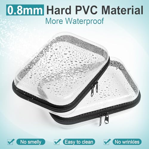 Sanwuta 6 Pcs Clear Hard Zipper Case Plastic Zipper Pouches Transparent Makeup Bag Pencil Case Pouches Toiletry Diaper Bag for Travel Toy Storage Organizer Bins (Black,7.09 x 5.12 x 2 Inch) - color: Black, size: 7.09 x 5.12 x 2 Inch