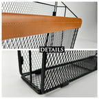 Leather-Accented Wall File Holder, Art Deco Wall-Mounted Magazine Rack, Hanging Mail Organizer, Metal Wire Hanging File Organizer for Home, School, Office, Hanging Folder Organizer