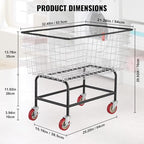 VEVOR Wire Laundry Cart, 3.8Bushel Wire Laundry Basket with Wheels, 32.5''x21.3''x29.9'', Commercial Laundry Basket, Steel Frame with Chrome Finish, 4'' Casters, Wire Cart for Laundry - size: 3.8 Bushel--32.5''x21.3''x29.9''