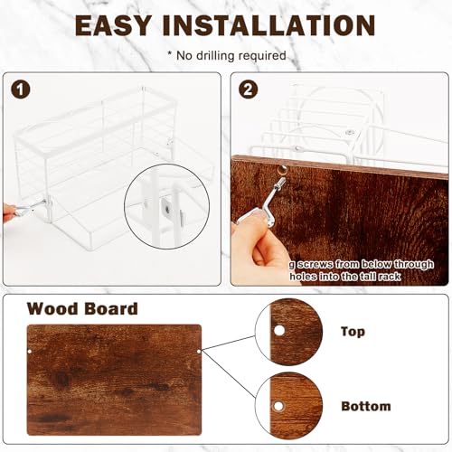 Hair Tool Organizer, Movable Hair Dryer Holder, Hair Styling Tools Storage for Vanity, Bath Counter Organizer, Bathroom Trays for Hair Toiletry, Makeup (12" x 7.7" x 5.8", Wood-White) - color: Wood-white, size: 12" x 7.7" x 5.8"