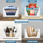 Sorbus 4 Pack Medium Shelf Organizer with Open Front Design Under Shelf for Closet Bathroom Kitchen Garage Plastic Stackable Storage Baskets - size: 4 Medium